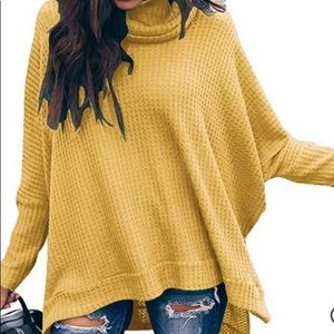 yellow poncho boho sweater cowl large